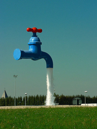 Magic tap fountain in the town of Ypres, Belgium