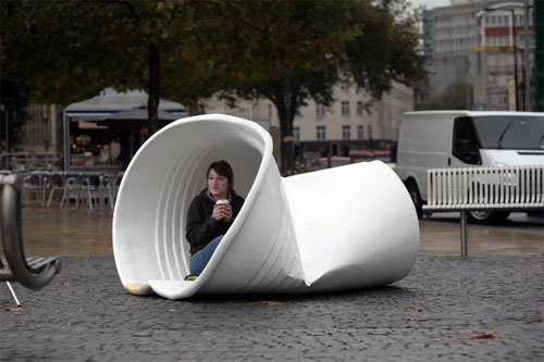 Giant throw away paper glass in London
