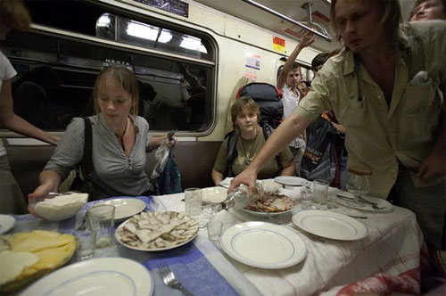 Moscow Metro wedding party