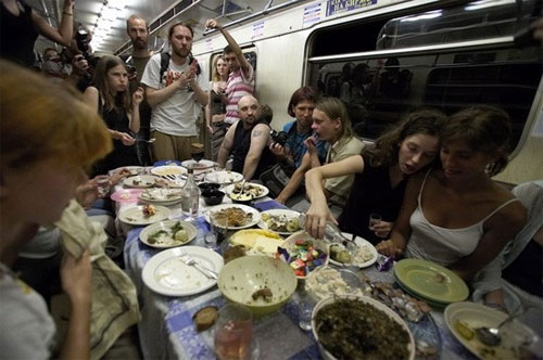 Moscow Metro wedding party