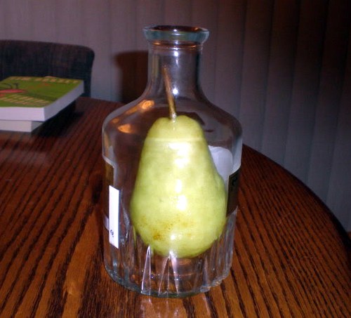 real pears inside the liquor bottle