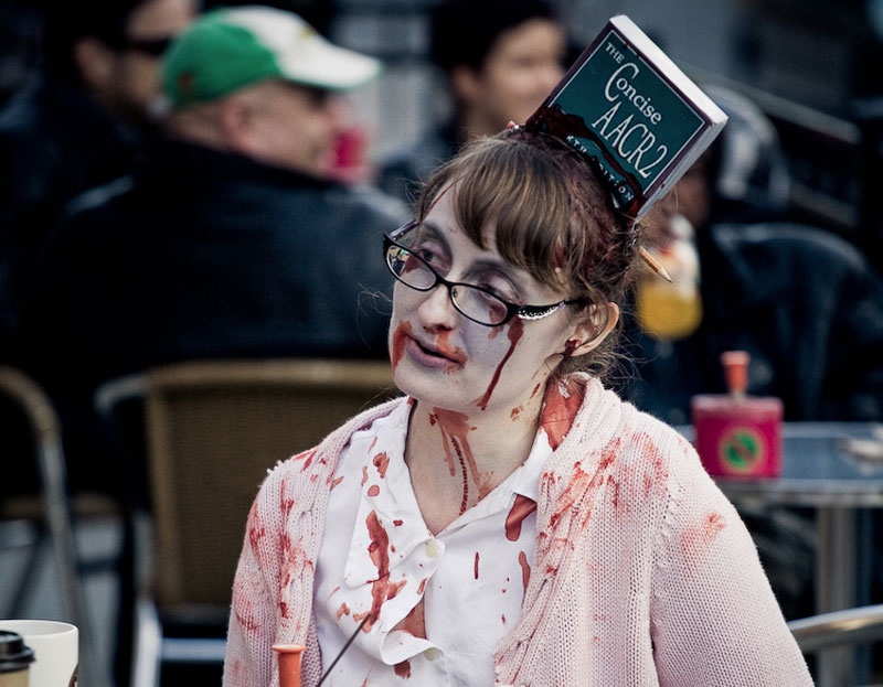 16. Book in the head makeup at the Toronto Zombie Walk 2008. Photo by Sam Javanrouh