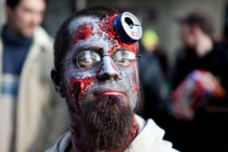 2. A can in the head zombie makeup shot at the Paris 2009 Zombie Walk by Philippe Leroyer