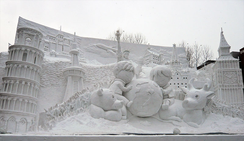 6. The World snow sculpture