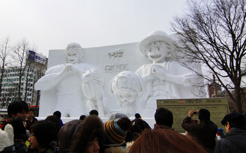 10. UBH TV channel snow bas-relief depicting channel's most famous characters