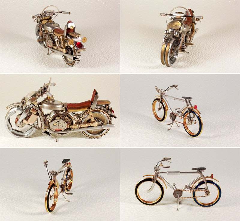 Motorcycles made of watch parts by Dmitriy Khristenko