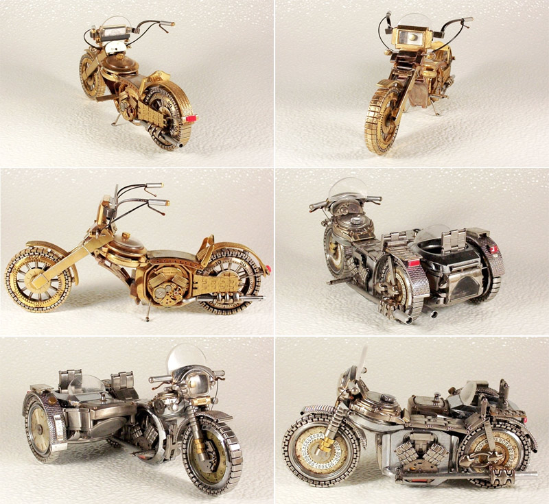 Motorcycles made of watch parts by Dmitriy Khristenko