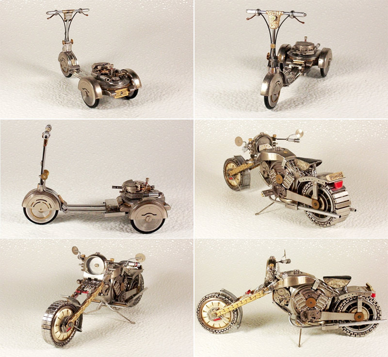 Motorcycles made of watch parts by Dmitriy Khristenko