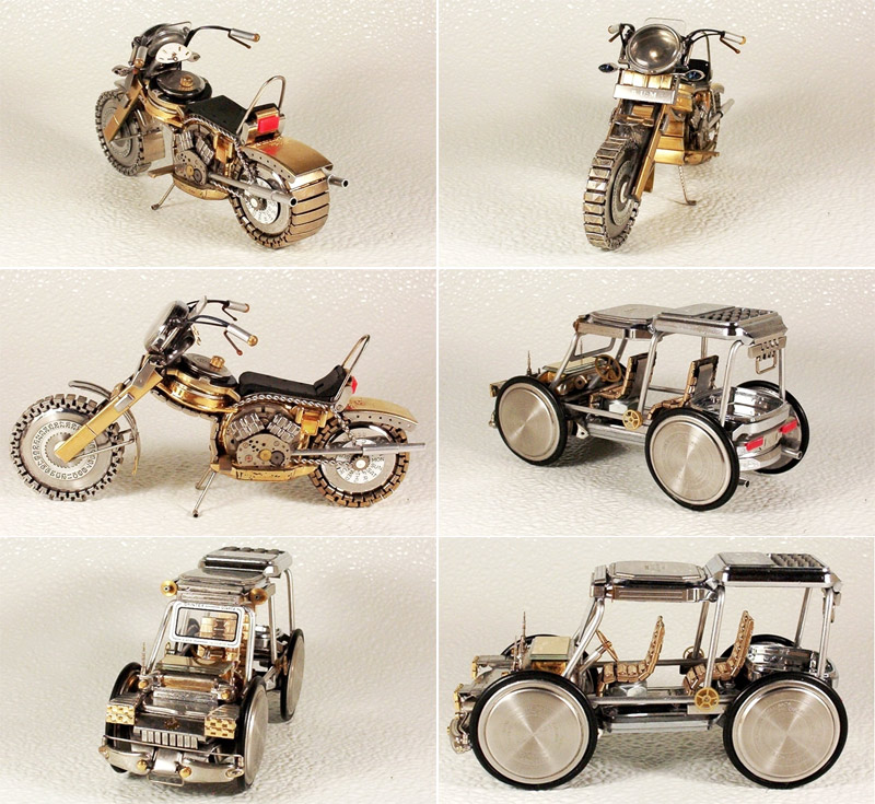 Motorcycles made of watch parts by Dmitriy Khristenko