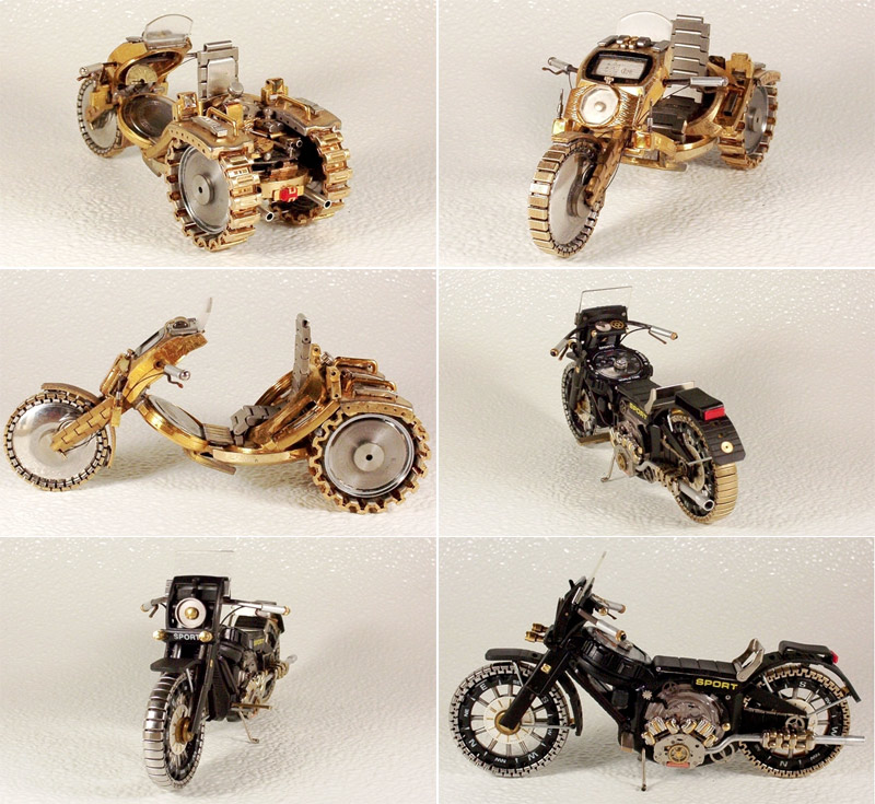 Motorcycles made of watch parts by Dmitriy Khristenko