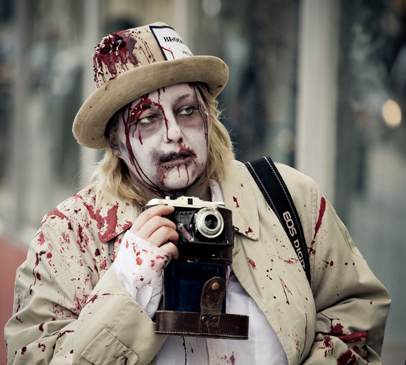 15. Zombie reporter at the Toronto Zombie Walk 2008. Photo by Sam Javanrouh