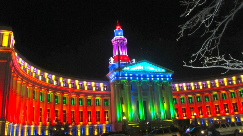 Christmas lights in Denver, Colorado.
