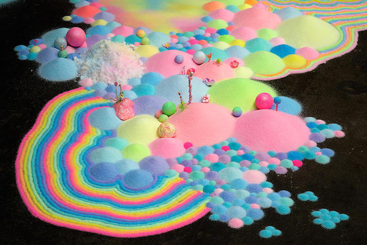 Spectacular glitter and sugar floor installations