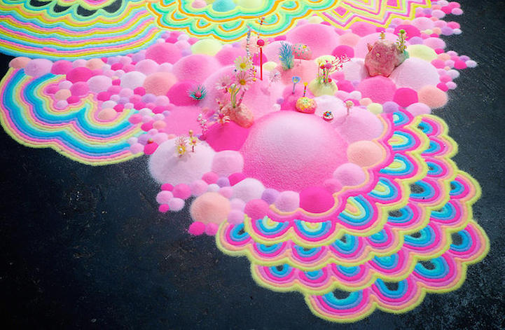 Spectacular glitter and sugar floor installations