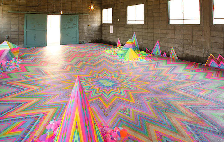 Spectacular glitter and sugar floor installations