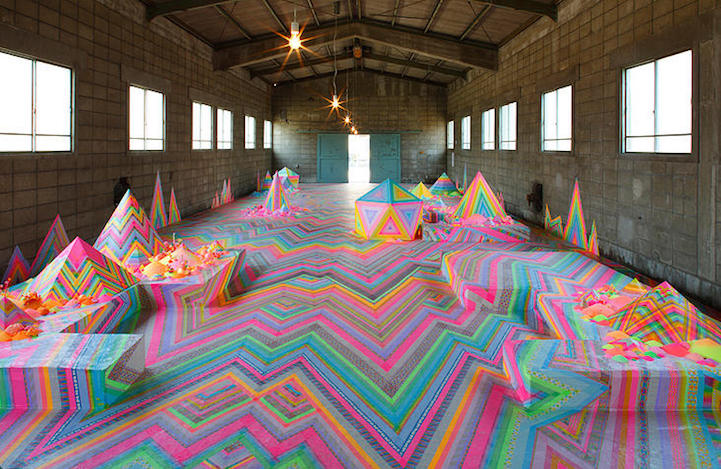 Spectacular glitter and sugar floor installations