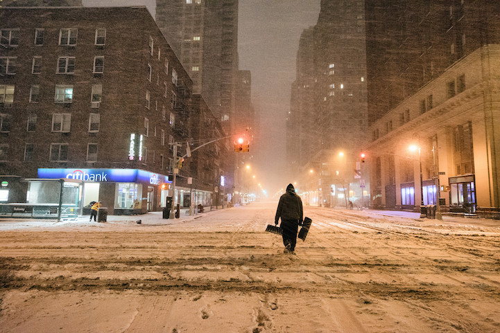 Snowbound and empty New York City