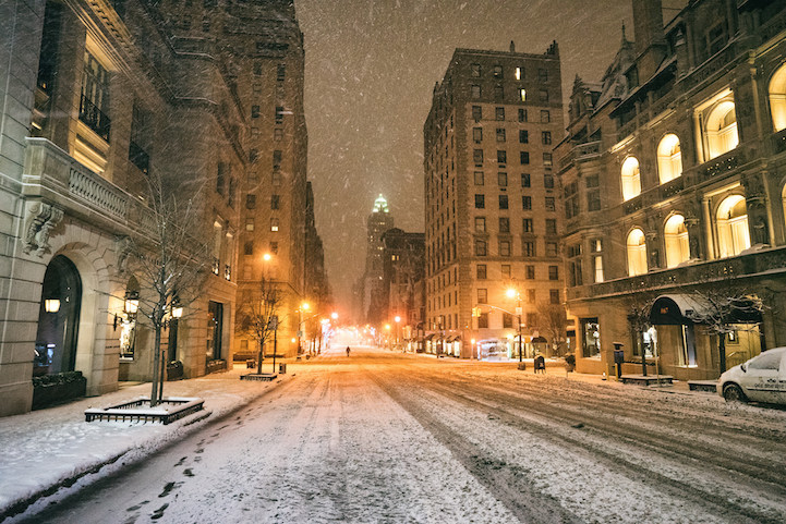 Snowbound and empty New York City