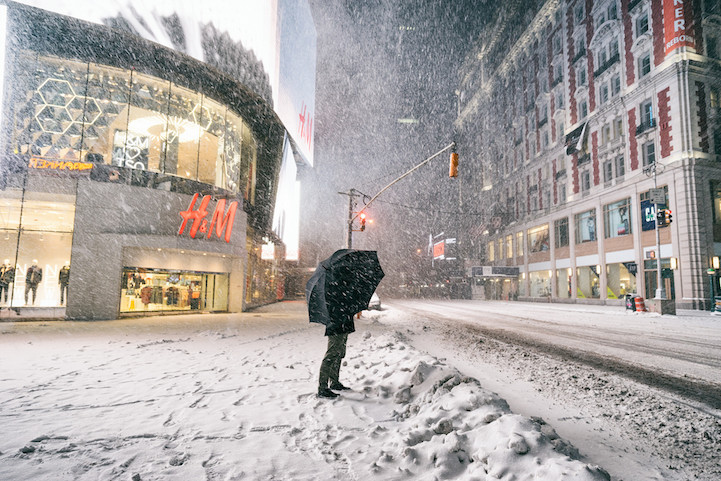 Snowbound and empty New York City