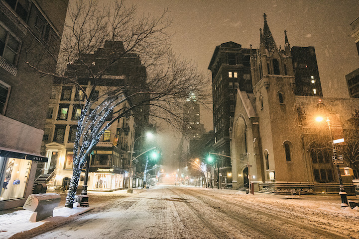 Snowbound and empty New York City