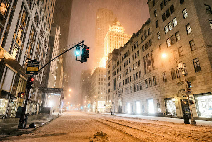 Snowbound and empty New York City