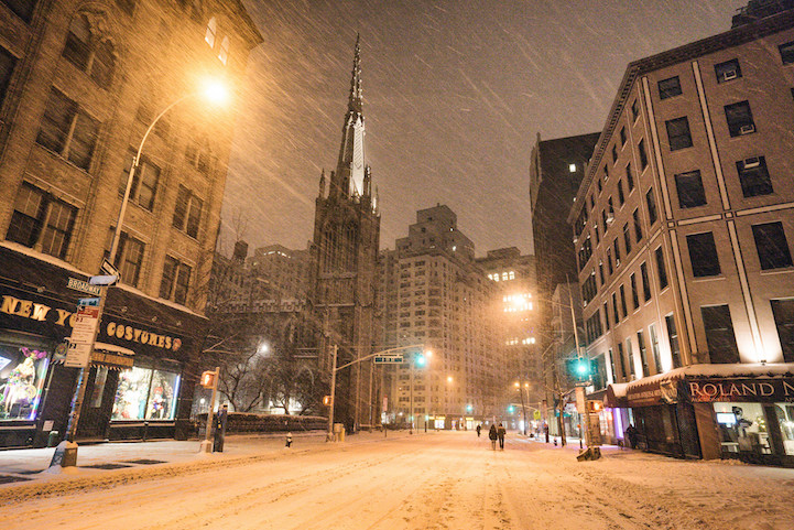 Snowbound and empty New York City