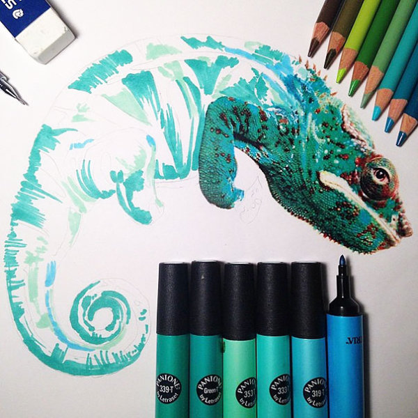 3D drawings created with pencil