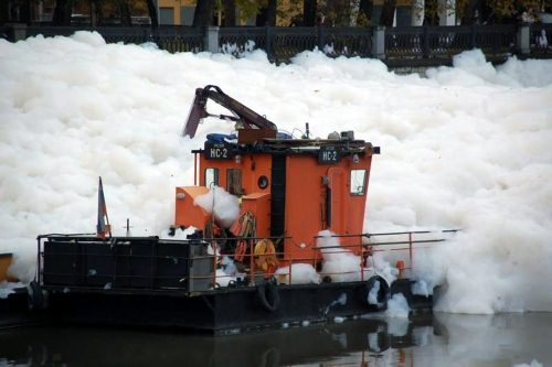 River in foam
