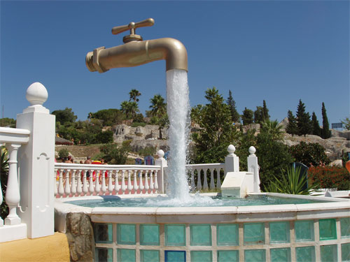 Magic tap fountain in Cadiz Spain