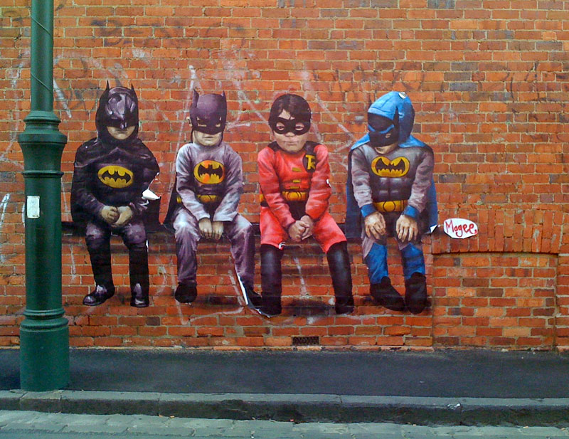 3. Adolescent batmen graffiti