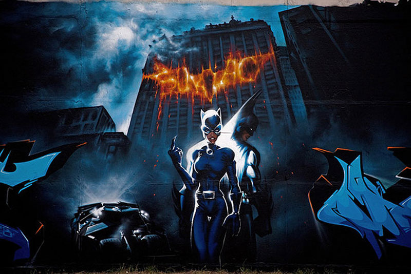 5. Batman vs Catwoman graffiti by Mad C