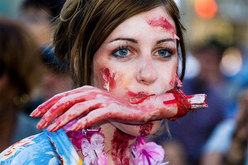 17. Chewed off hand zombie makeup at the Toronto Zombie Walk 2009. Photo by Josh Jensen