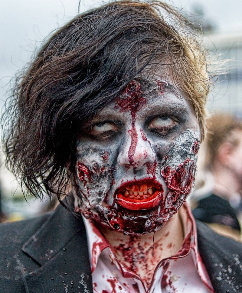 4. A very detailed zombie makeup