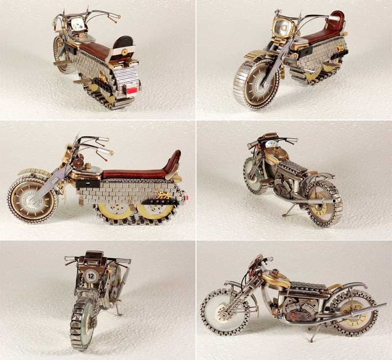 Motorcycles made of watch parts by Dmitriy Khristenko
