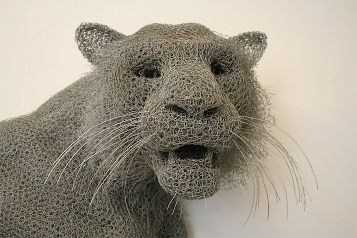 Galvanized wire animal sculptures